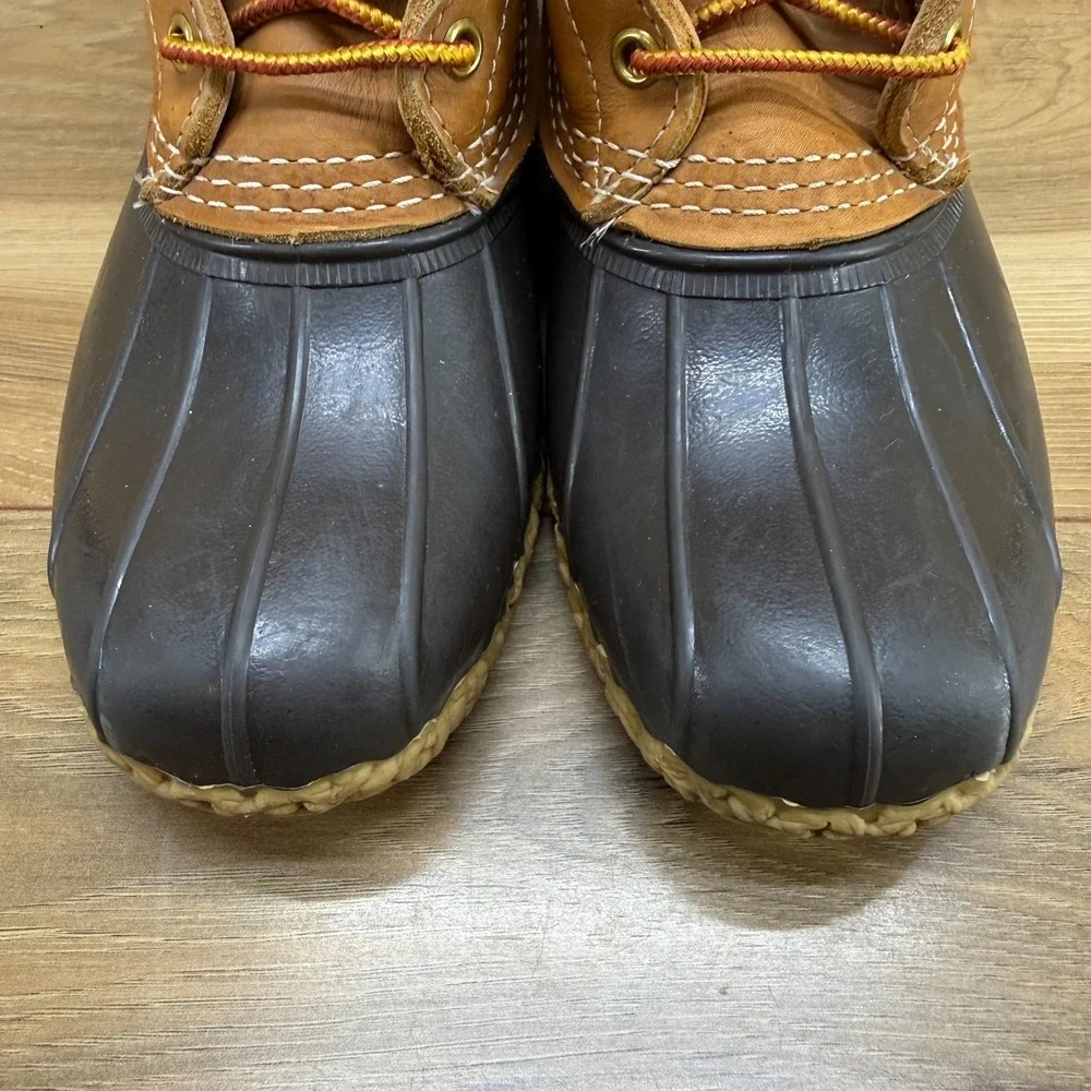 L.L. Bean Brown Leather and Black Rubber Winter Rain Boots
